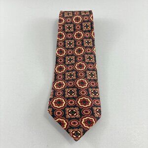 YII Brown / Black Geometric Men's Tie 3 3/4' x 60" Vintage
